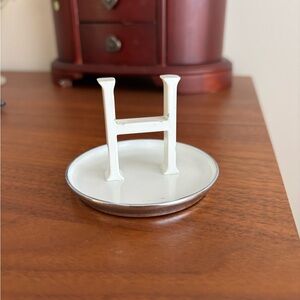 White Monogram Ring Dish